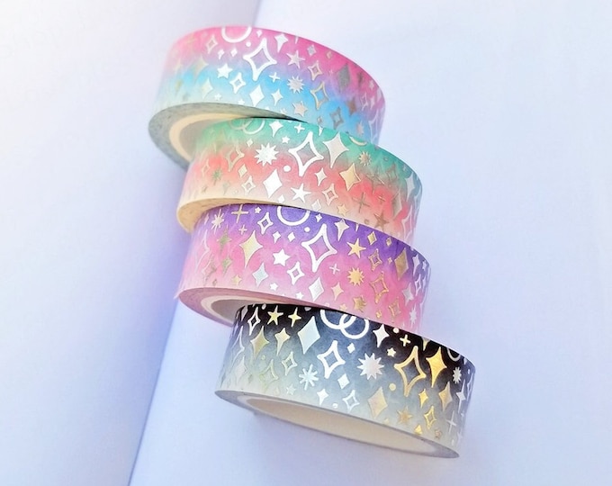 Set of 4 *Ombre Sparkle Silver Holographic Foiled Washi Tapes