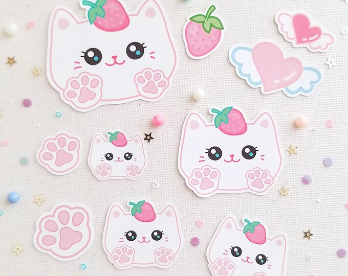 Strawberry Meow Stickers