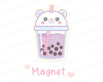 Bear Bubble Tea Vinyl Magnet