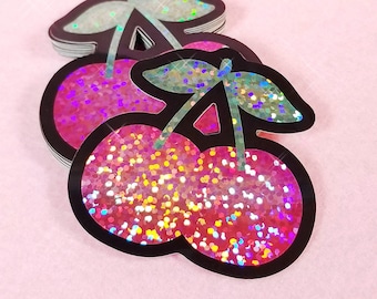 Cherry Glitter Holographic Sticker