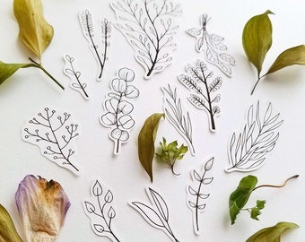 Black and White Leaf Stickers