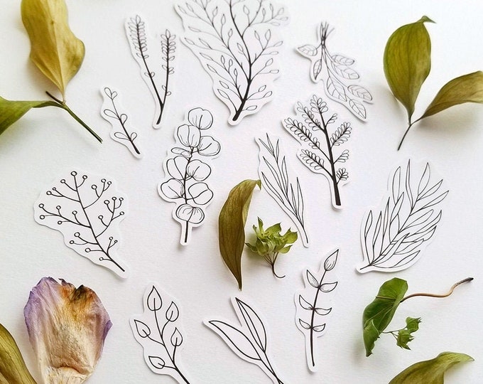 Black and White Leaf Stickers