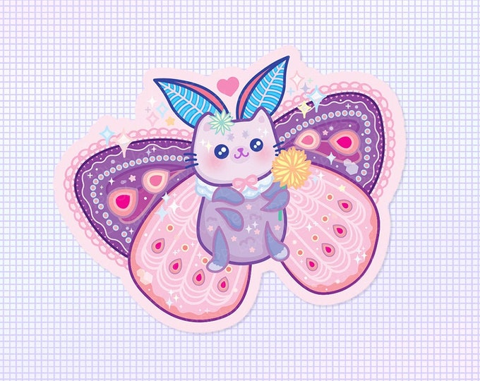 Lovable Moth Cat Vinyl Sticker