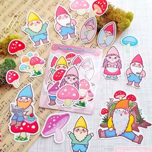 Gnome & Mushroom Stickers (16pcs)