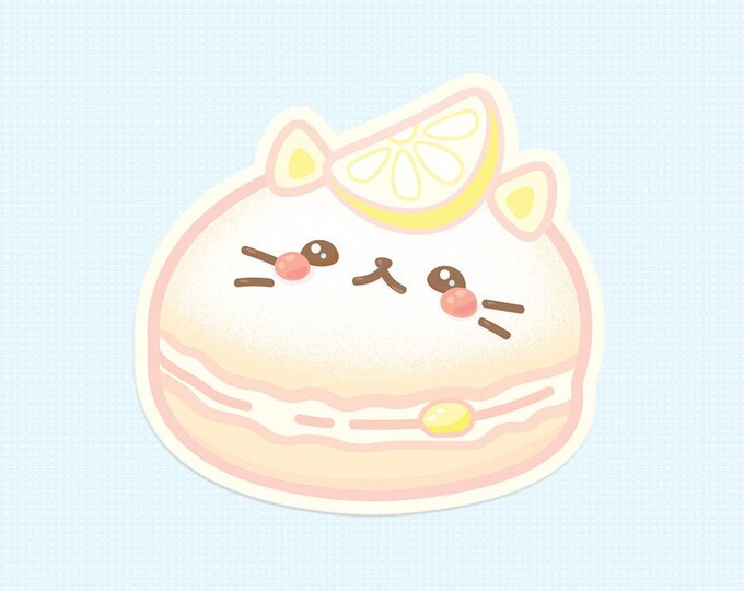 Lemon Donut Kitty Vinyl Sticker