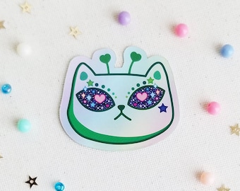 Alien Cat Holographic Sticker