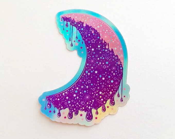 Sweet Melting Moon Pink/Purple Holographic Sticker