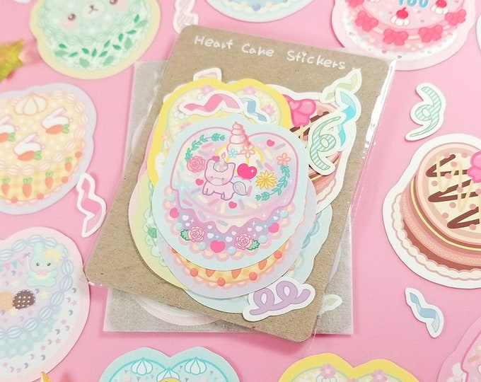 Heart Cake Stickers (17pcs)