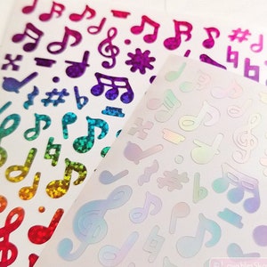 Hoja de pegatinas de vinilo permanentes con notas musicales