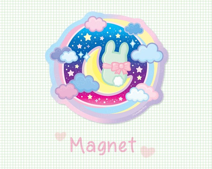 Moon Bunny Vinyl Magnet