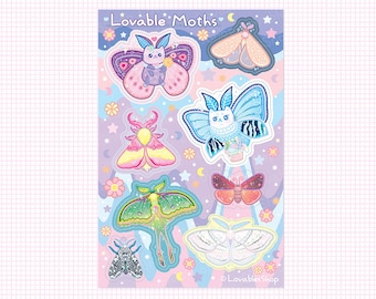 Lovable Moths Vinyl Sticker Sheet