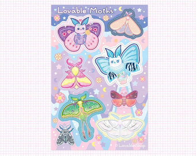 Lovable Moths Vinyl Sticker Sheet