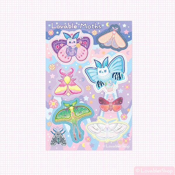 Lovable Moths Vinyl Sticker Sheet