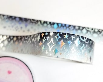 Black/White *Sparkle Silver Holographic Foiled Washi Tape