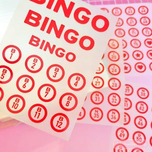 Feuille d'autocollants en vinyle pour Bingo Numbers 1 ~ 75