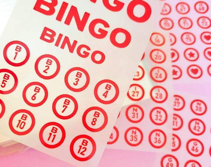 Bingo Numbers 1~75 Decal Vinyl Sticker Sheet