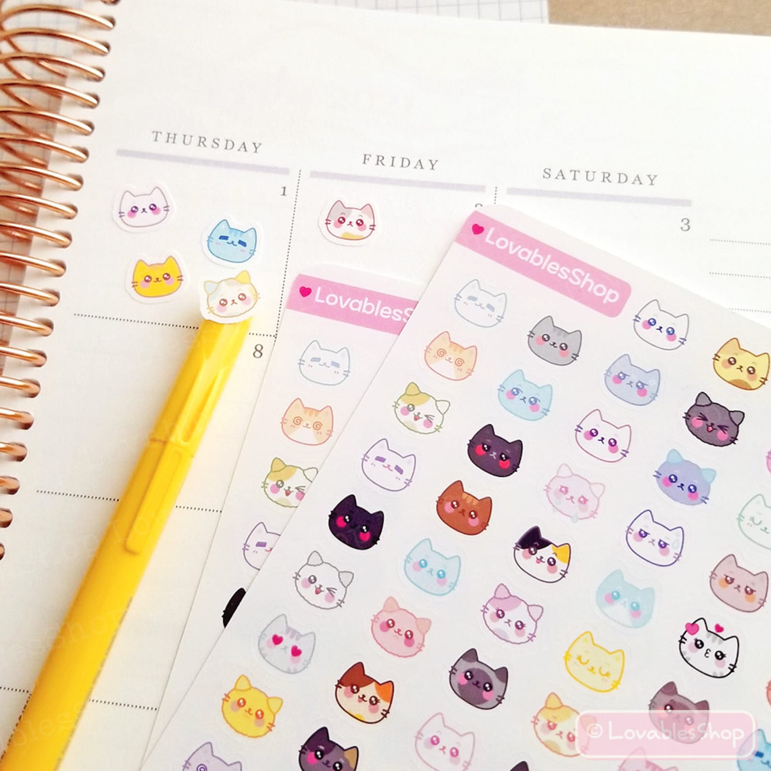 Cat Face Planner Stickers - Etsy