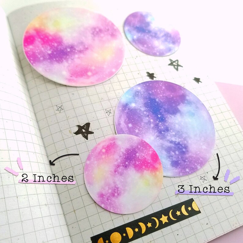 Pink Blue & Purple Moon Vinyl Sticker - Etsy
