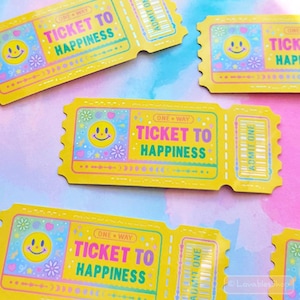 Ticket To Happiness Holografischer Sticker