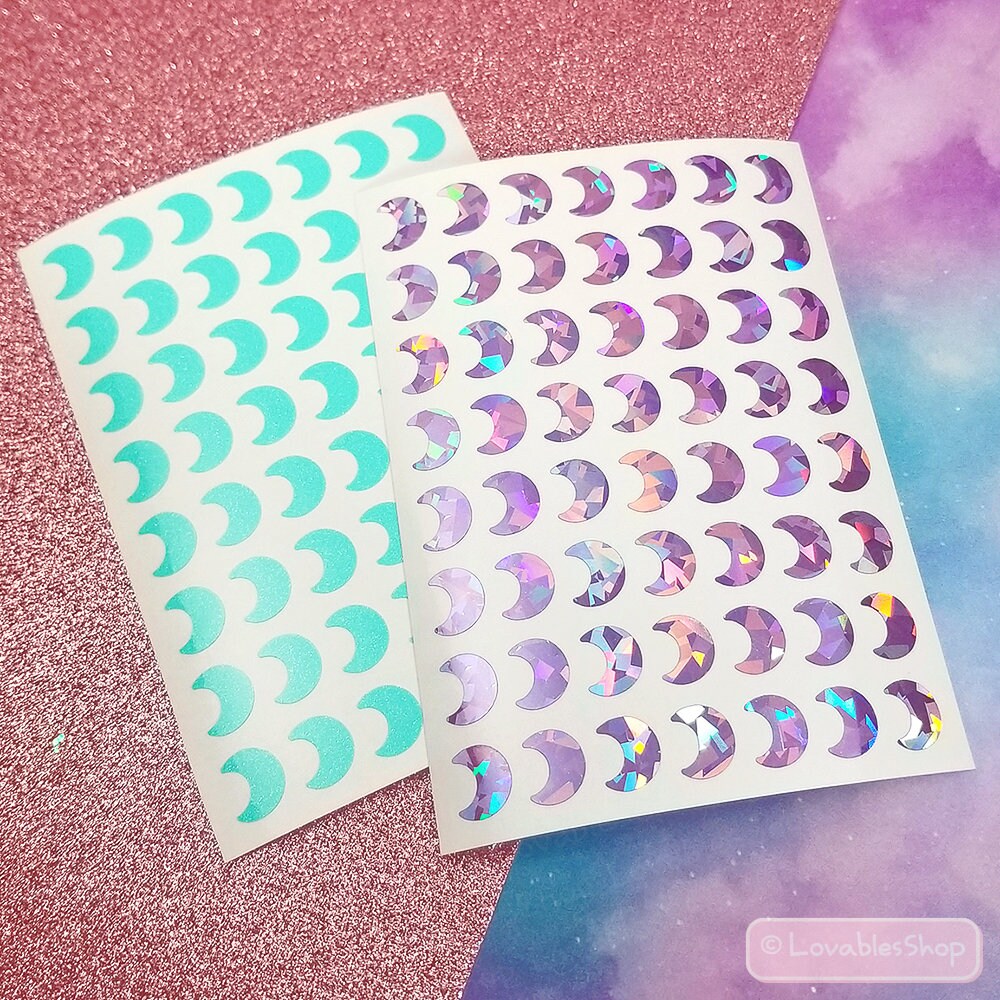 Moon 0.5 Inch Permanent Vinyl Sticker Sheet - Etsy