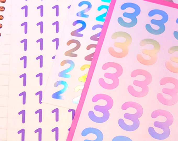 Single Number 0~9 Vinyl Sticker Sheet