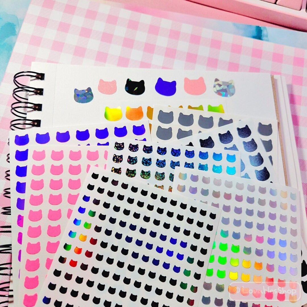 Cat Face 0.2"~2" Waterproof Vinyl Sticker Sheet - Etsy