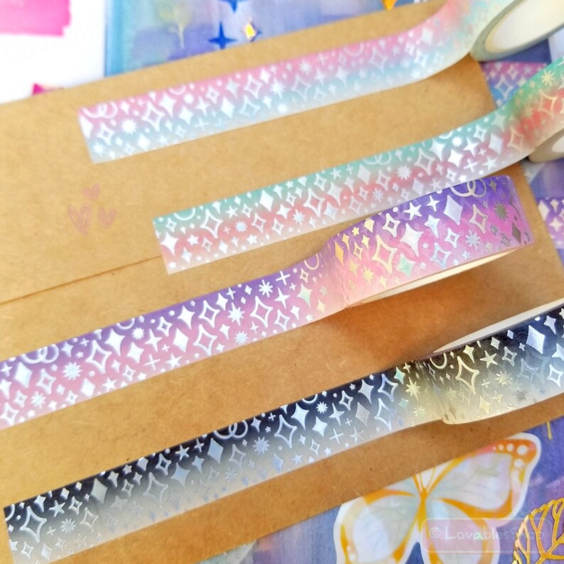 Neon Sunshine & Sand Ombré Glitter Heart Lace Scallop washi (12mm
