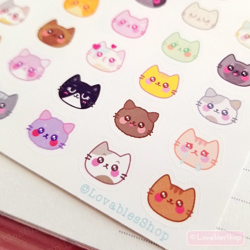 Cat Face Planner Stickers - Etsy