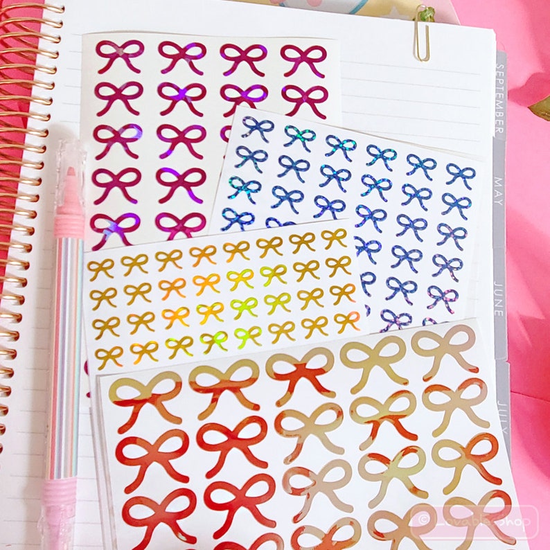 Paper Bow Sticker Bow Vinyl Sticker Sheet - Etsy