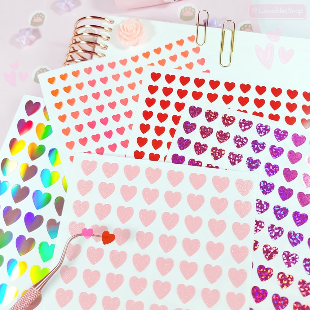 8mm Tiny Heart Stickers, Vinyl RED HEARTS, 8mm Hearts, Planner Stickers,  Vinyl Stickers 