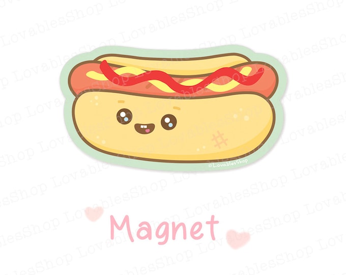 Lovable Hotdog Vinyl Magnet