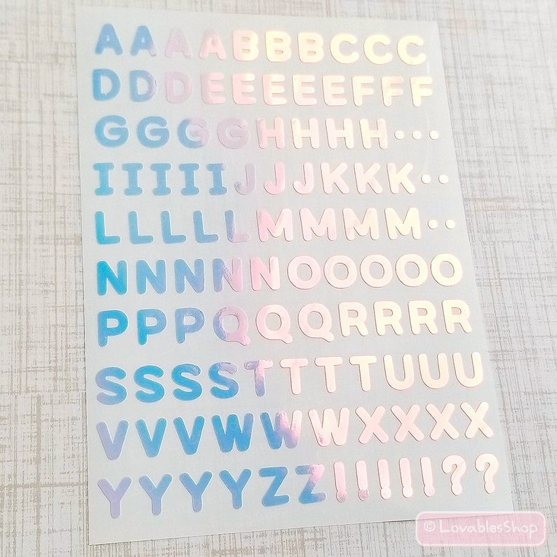 Alphabet Upper Case Permanent vinyl Sticker Sheet Opal White