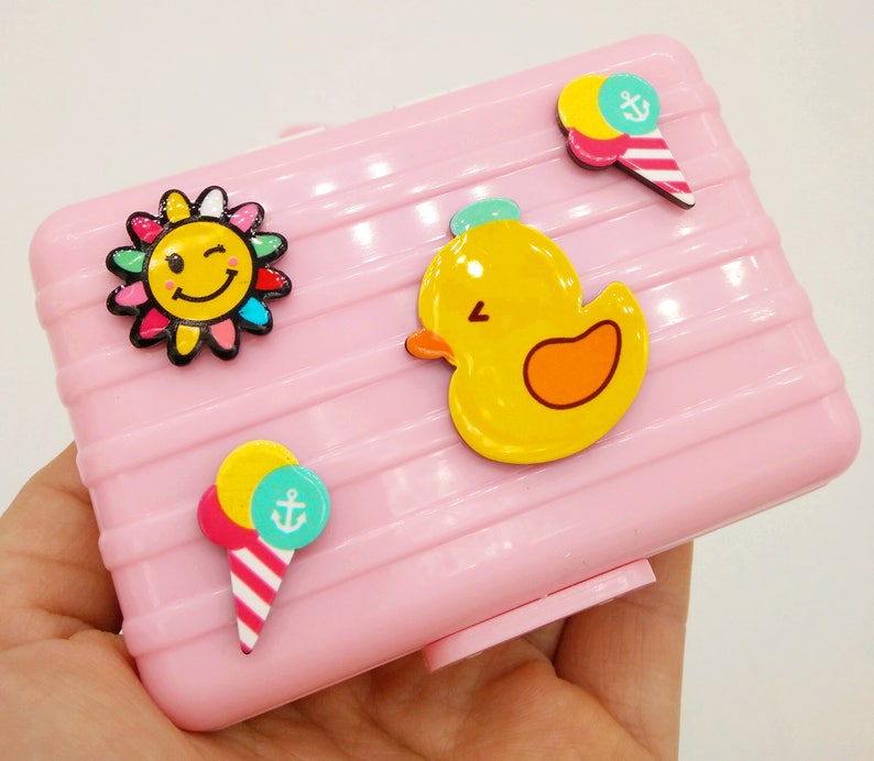 Colored Eye Care Contact Lenses Case Cute Pink Traveling Contact Lens Case
