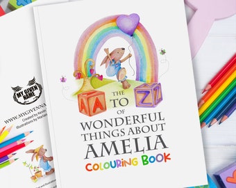 Personalized A to Z Colouring Book for Children, Alphabet Rhymes Keepsake
