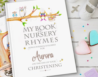 Personalised Christening, Baptism or Naming Day Book.  Nursery Rhymes & Personalised Poems Book for boys and girls.