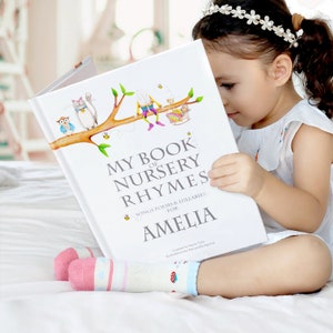 Libro de recuerdos personalizado con rimas y poemas infantiles para recién nacidos y niños pequeños, niños y niñas.