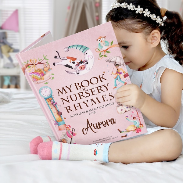 My Book of Nursery Rhymes & Personalised Poems in Adorable Pink for Newborns, Toddlers and Little Girls up to 4 years old.