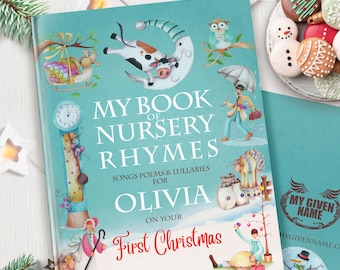 Mi primera Navidad: Libro de recuerdos personalizado con rimas y poemas infantiles para niños y niñas.