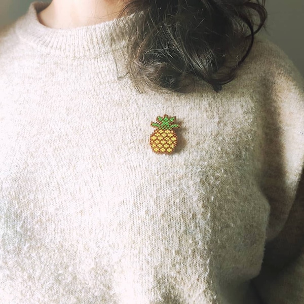 Broche Ananas en perles de verre Miyuki