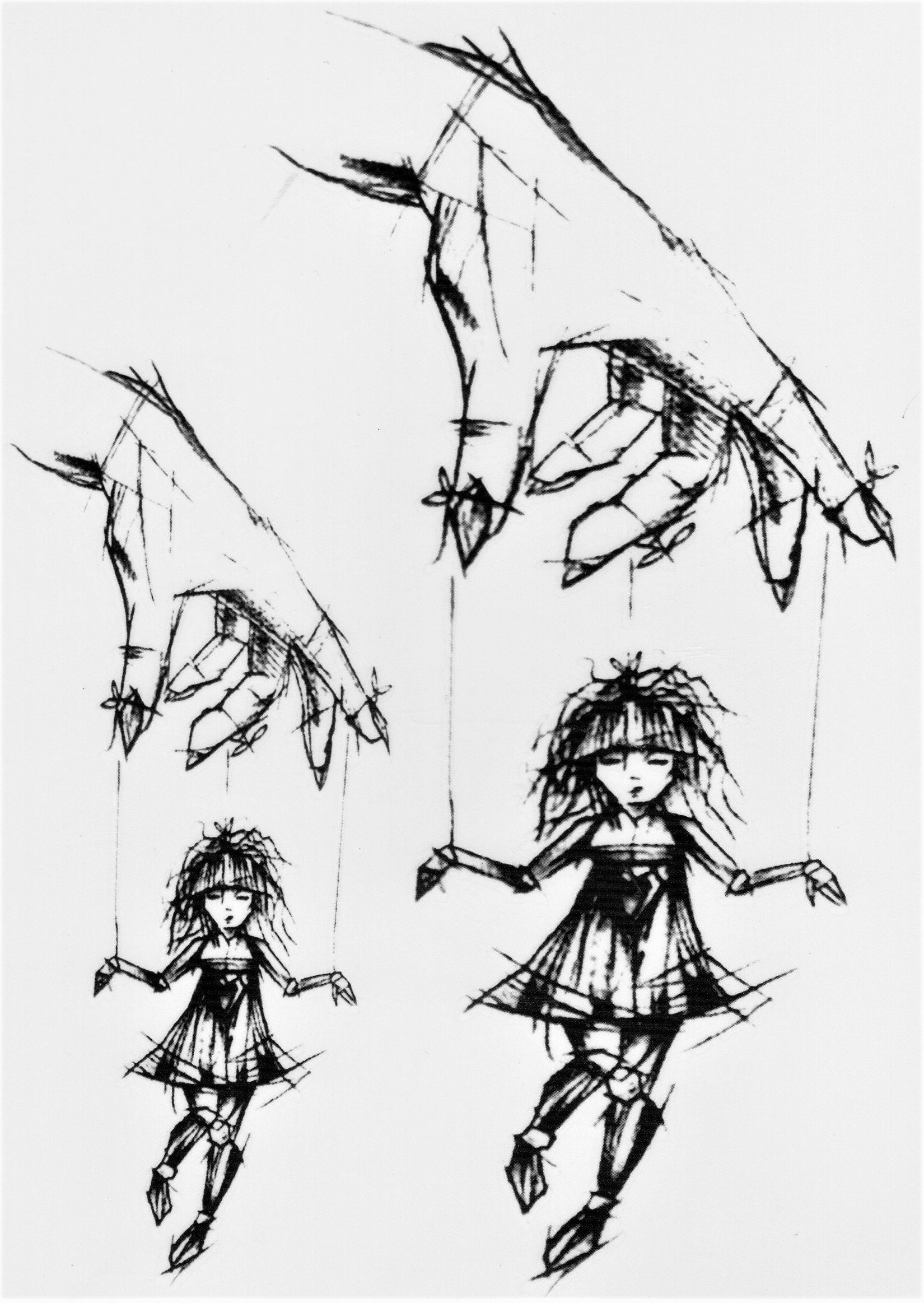 Girl Puppet Doll Sketch Art Funny Fun Temporary Tattoo Fake Etsy