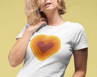 70s Heart Graphic Tee: Retro Hippie Softstyle Shirt
