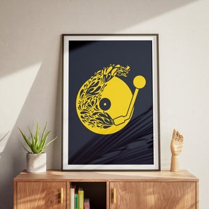 vinyl poster turntable art print viny turntable wall art record collector present for vinyl collector wall print art vinyl turntable poster