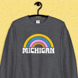 Michigan sweatshirt - Michigan Sweater - Vintage Wolverines sweatshirt - Michigan Rainbow Pride shirt