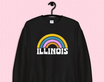 Illinois sweatshirt, Illinois Sweater, vintage Chicago black crewneck sweatshirt