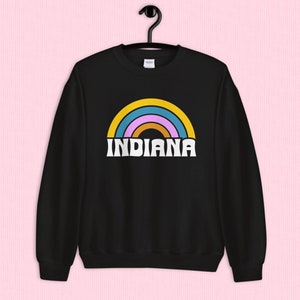 Indiana Sweatshirt: Vintage Style Rainbow Graphic