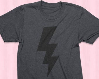 Totally Radical Bolt - heather grey - black bolt - vintage style, retro vibe, soft graphic tee,