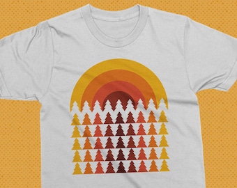 70s Sunset Tree Graphic Tee - Retro Style Unisex T-Shirt