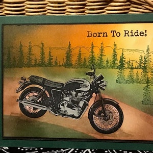 Motorcycle card, Born to ride card, motorcycle birthday card, motorcycle at sunset card, Born to Ride motorcycle card, Bike birthday card