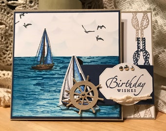 Sailboat birthday card - buckle fold