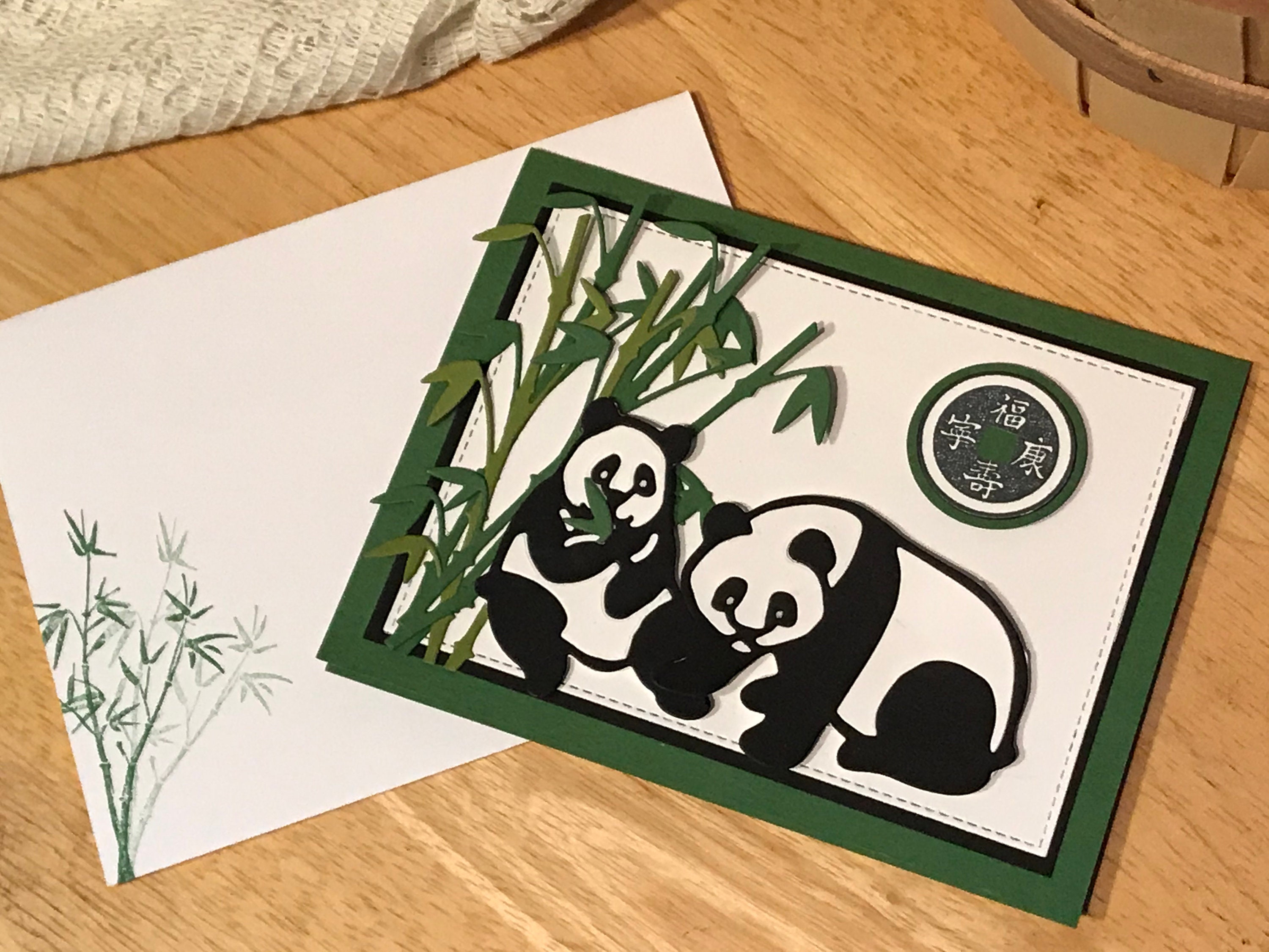 Panda und Bambus handgemachte Karte - Etsy.de